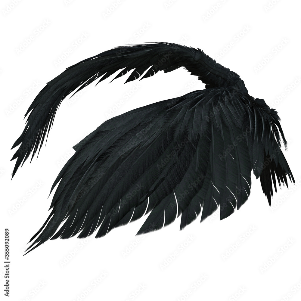 Obraz 3D Rendered Black Fantasy Angel Wings Isolated On White Background - 3D Illustration