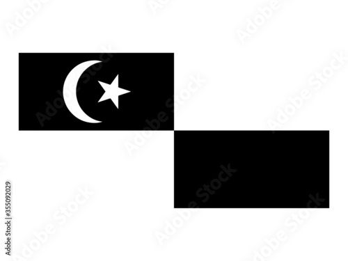 Selangor State Flag. Flag of Selangor Darul Ehsan Malaysia. Black and white EPS Vector photo