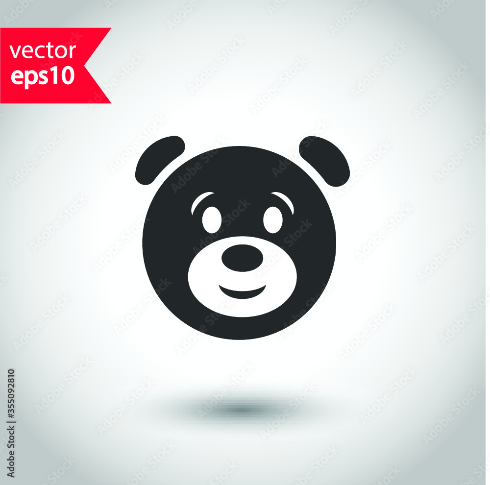 Obraz premium Teddy bear smile vector icon sign. Emoji icon. Studio background. Bear flat sign design. Bear symbol pictogram