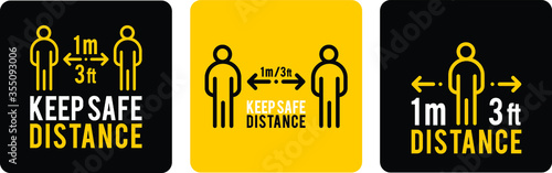 social distance signage icon vector