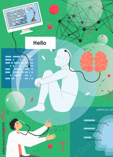 Artificial intelligence technology vector poster design template
