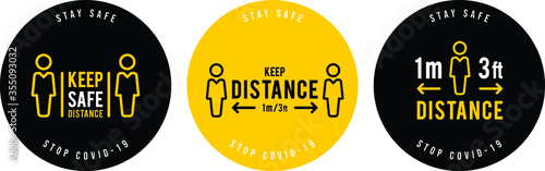 social distance signage icon vector
