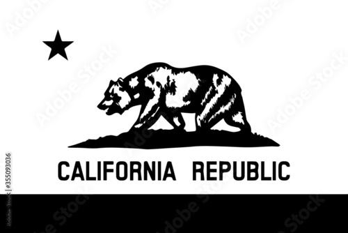 California CA State Flag. United States of America. Black and white EPS Vector File.