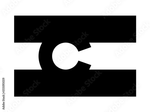 Colorado CO State Flag. United States of America. Black and white EPS Vector File.
