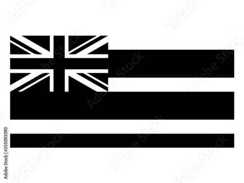 Hawaii HI State Flag. United States of America. Black and white EPS Vector File.