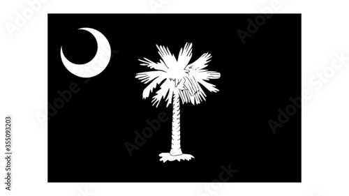South Carolina SC State Flag. United States of America. Black and white EPS Vector File.