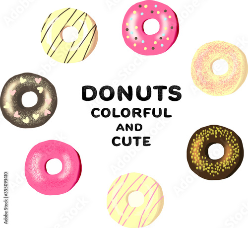 手書き風カラフルでかわいいドーナツのイラストセット Stock Vector Adobe Stock