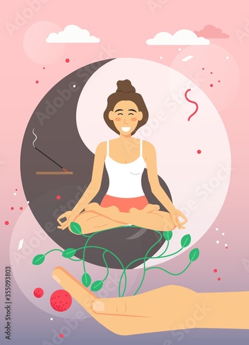 Women yoga class, vector flat style design illustration
