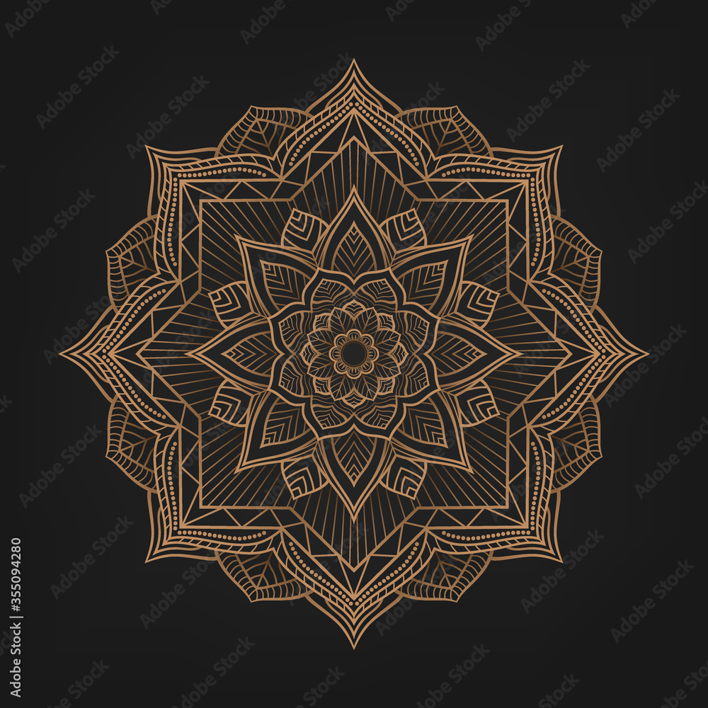 Circular Pattern of Mandala, Golden Arabesque Pattern. Vector Illustration Circular Pattern of Mandala, Golden Arabesque Pattern. Vector Illustration