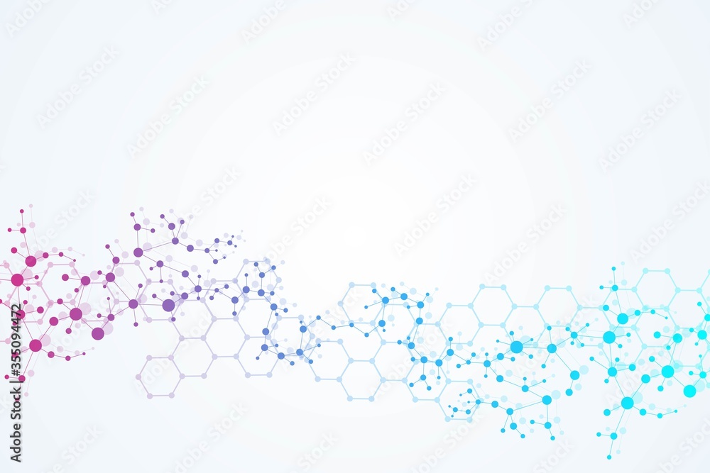 Structure molecule and communication. Dna, atom, neurons. Scientific concept for your design. Connected lines with dots. Medical, technology, chemistry, science background. Vector illustration. Structure molecule and communication. Dna, atom, neurons. Scientific concept for your design. Connected lines with dots. Medical, technology, chemistry, science background. Vector illustration.