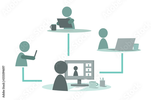 smart working team online office meeting videocall