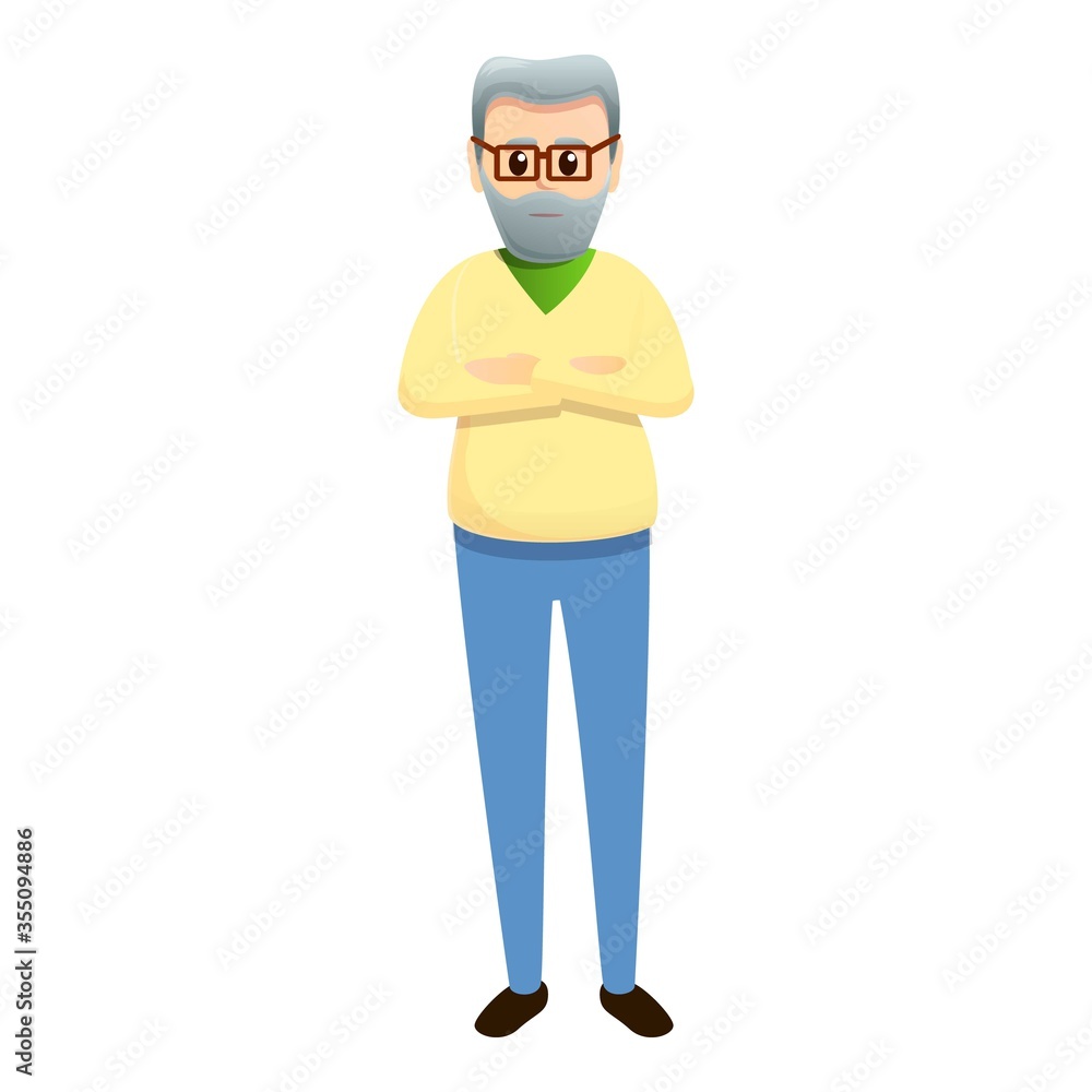 Serious grandpa icon. Cartoon of serious grandpa vector icon for web design isolated on white background