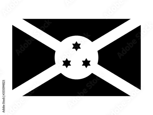 Burundi Flag Black and White. Country National Emblem Banner. Monochrome Grayscale EPS Vector File.