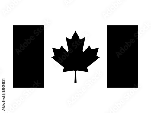 Canada Flag Black and White. Country National Emblem Banner. Monochrome Grayscale EPS Vector File.