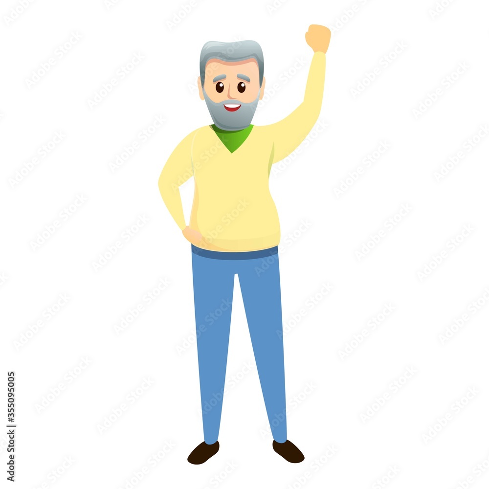 Grandfather hand up icon. Cartoon of grandfather hand up vector icon for web design isolated on white background Grandfather hand up icon. Cartoon of grandfather hand up vector icon for web design isolated on white background