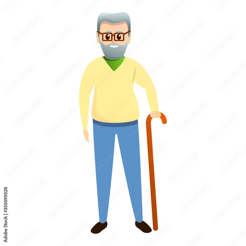 Senior man grandpa icon. Cartoon of senior man grandpa vector icon for web design isolated on white background