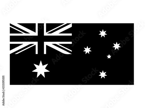 Australia Flag Black and White. Country National Emblem Banner. Monochrome Grayscale EPS Vector File.