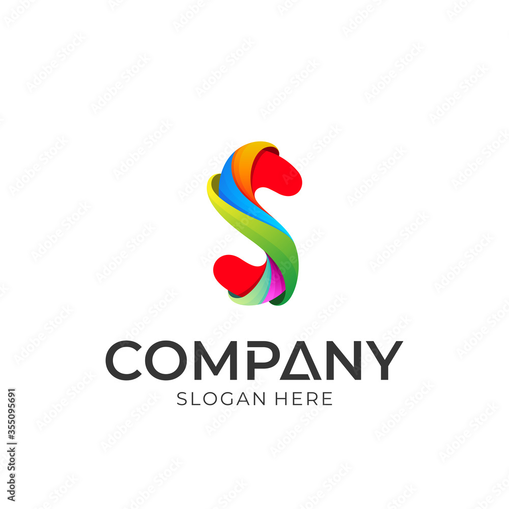 Colorful initial letter S business logo design template. Colorful initial letter S business logo design template.