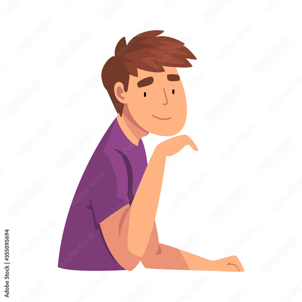 Sitting Young Man Looking at Us Cartoon Vector Illustration Sitting Young Man Looking at Us Cartoon Vector Illustration