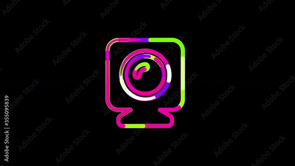Circles gather in symbol camera home. After it crumbles in a line and moves to the camera. Alpha channel black Circles gather in symbol camera home. After it crumbles in a line and moves to the camera. Alpha channel black