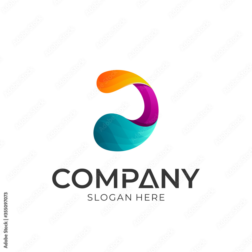 Colorful letter D logo design template. Simple initial letter business logo element. Colorful letter D logo design template. Simple initial letter business logo element.