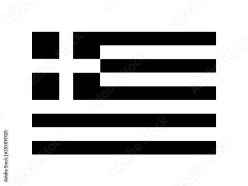 Greece Flag Black and White. Country National Emblem Banner. Monochrome Grayscale EPS Vector File.