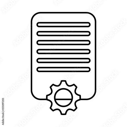 gear settings setup with paper document