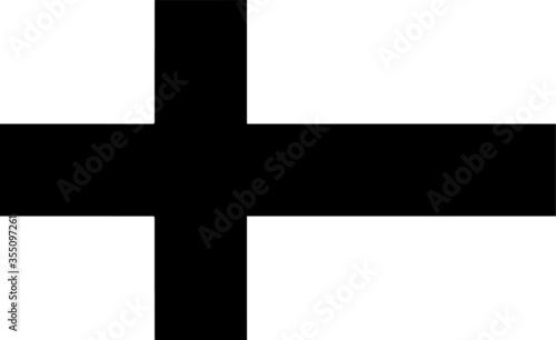 Finland Flag Black and White. Country National Emblem Banner. Monochrome Grayscale EPS Vector File.