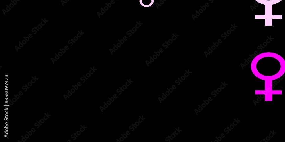 Dark Purple, Pink vector backdrop with woman's power symbols.