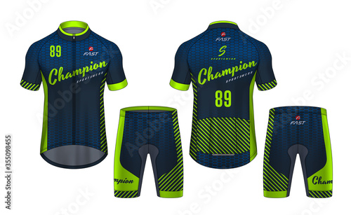 Cycling Jerseys mockup,t-shirt sport design template,uniform for bicycle apparel.