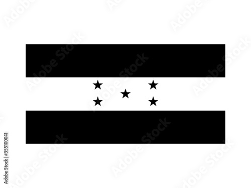Honduras Flag Black and White. Country National Emblem Banner. Monochrome Grayscale EPS Vector File.