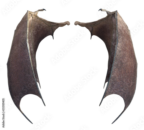 3D Rendered Devil Wings Isolated On White Background - 3D Illustration