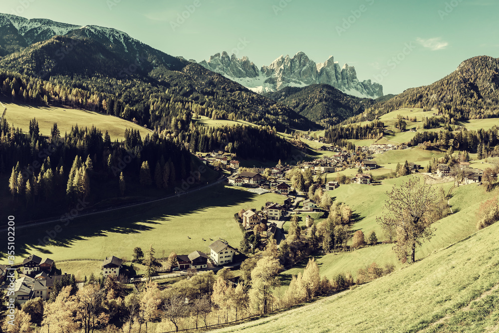 Landscape with autumn view on Dolomites