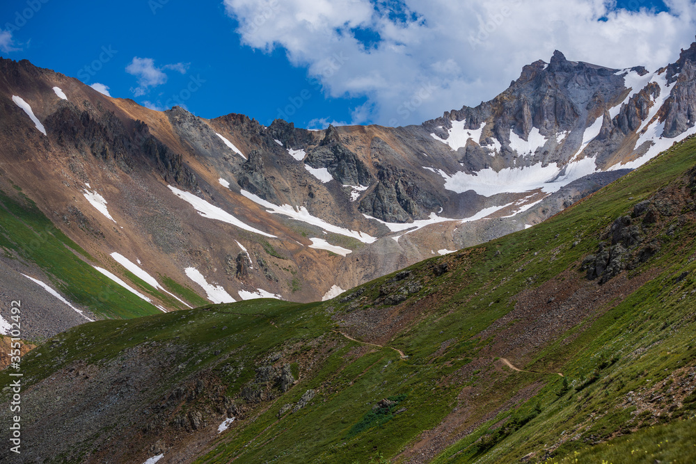 Mountain landscape in the Mt Sneffels wilderness also known as the alps of Colorado