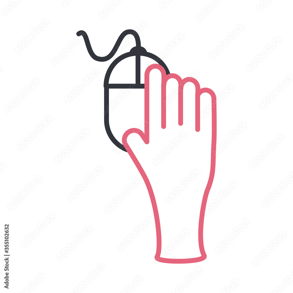 hand with mouse line style icon vector design hand with mouse line style icon vector design