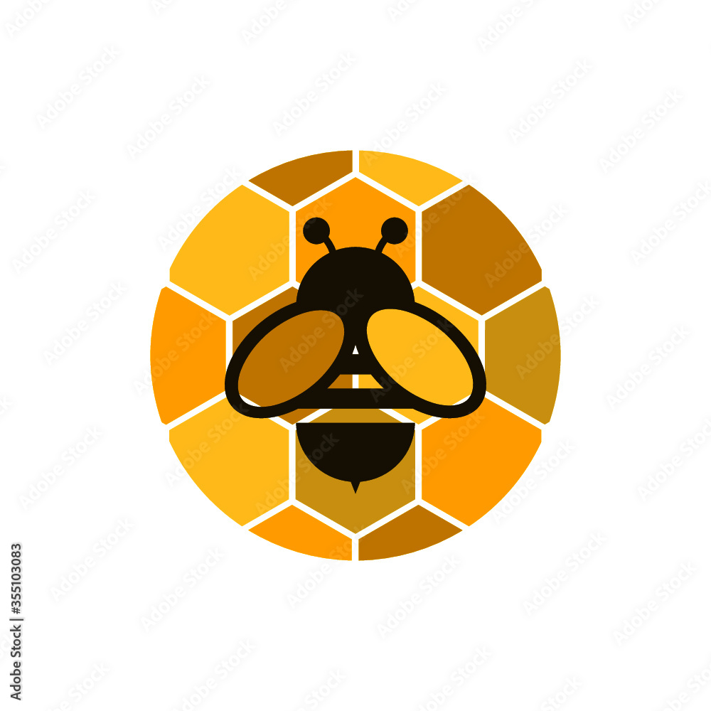 Bee and honeycomb sign. Honeycomb icon isolated on white background Bee and honeycomb sign. Honeycomb icon isolated on white background