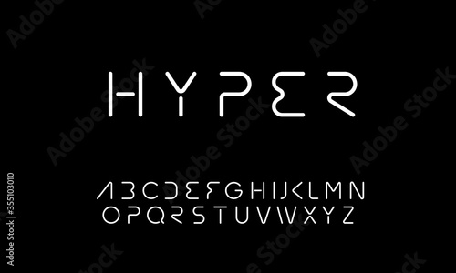 Hyper minimal technology display font design. Vector alphabet.