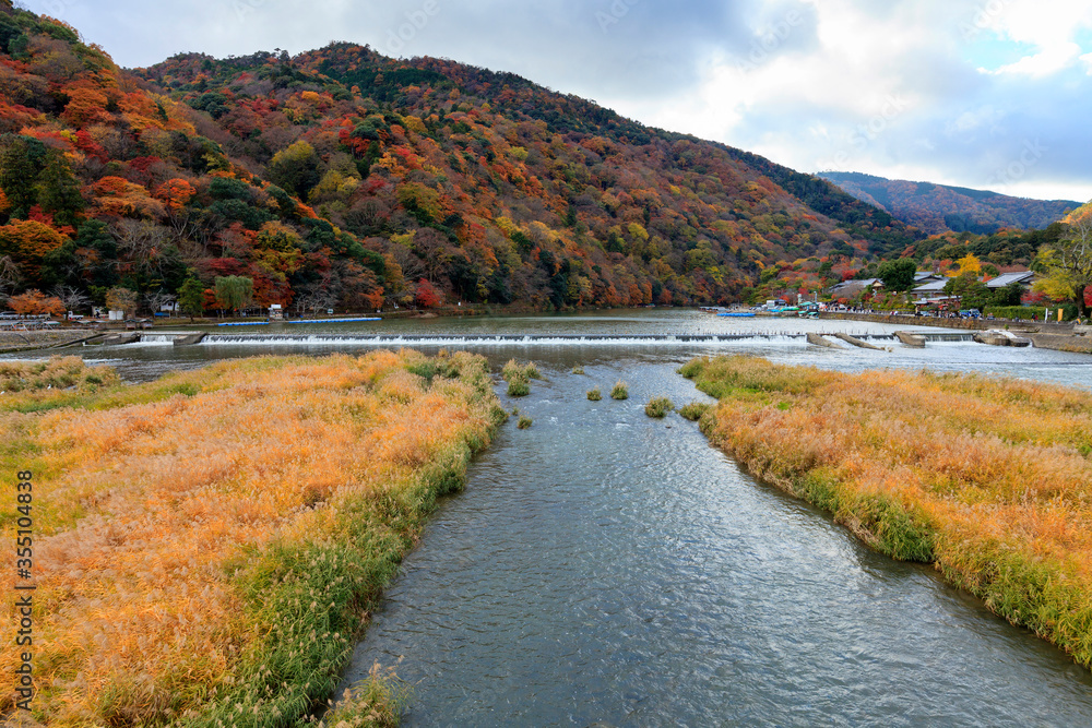 Katsura river, Arashiyama, Kyoto, Japan.