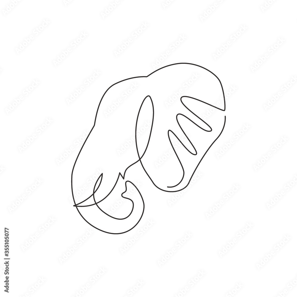 One single line drawing of big cute elephant corporate logo identity. Mammals zoo animal icon concept. Modern continuous line draw design vector graphic illustration One single line drawing of big cute elephant corporate logo identity. Mammals zoo animal icon concept. Modern continuous line draw design vector graphic illustration