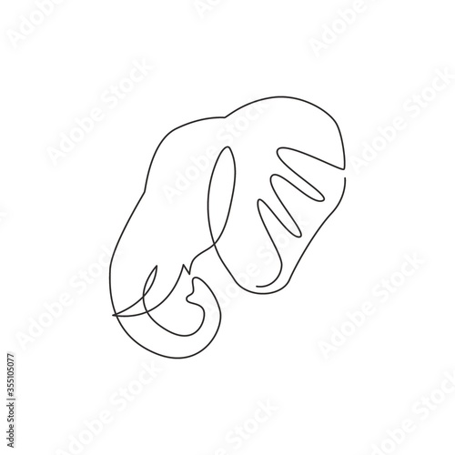 One single line drawing of big cute elephant corporate logo identity. Mammals zoo animal icon concept. Modern continuous line draw design vector graphic illustration photo