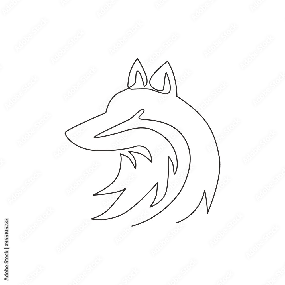 Single continuous line drawing of cute fox corporate logo identity. Mammals zoo animal icon concept. Dynamic one line draw vector design graphic illustration Single continuous line drawing of cute fox corporate logo identity. Mammals zoo animal icon concept. Dynamic one line draw vector design graphic illustration