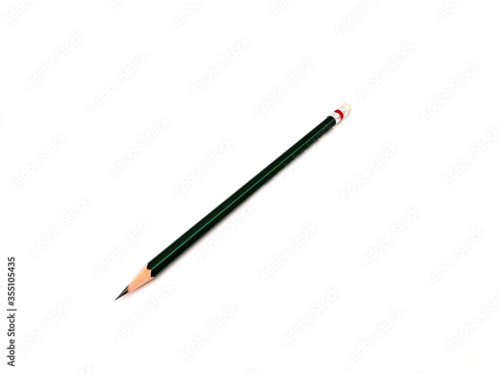 Close up of wood pencil isolated on white background.
