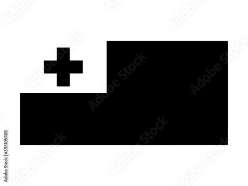Tonga Flag Black and White. Country National Emblem Banner. Monochrome Grayscale EPS Vector File