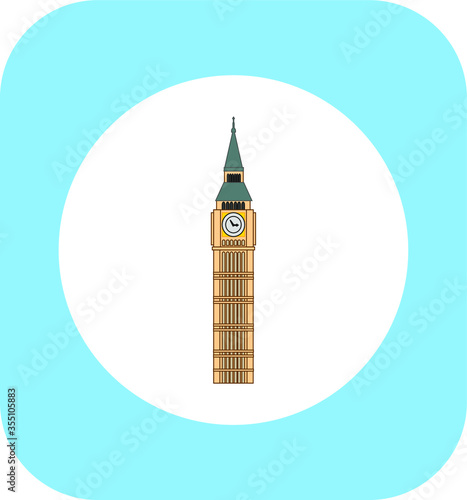 london big ben tower in england illustration for web and mobile design.