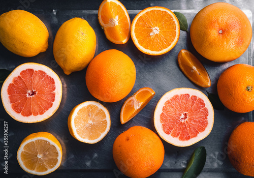 Fototapeta Naklejka Na Ścianę i Meble -  Oranges,Grapefruit,Lemon Fruit orange on white background