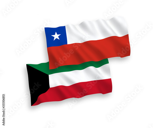 Flags of Chile and Kuwait on a white background