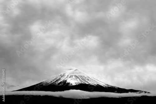 Mt. Fuji, Yamanashi prefecture, Japan. (Black and White)
