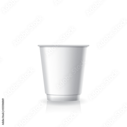 Blank white paper-plastic coffee-tea cup in small size mockup template.