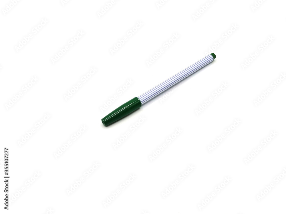 Dark green color pen on white background