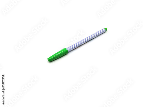 Green color pen on white background